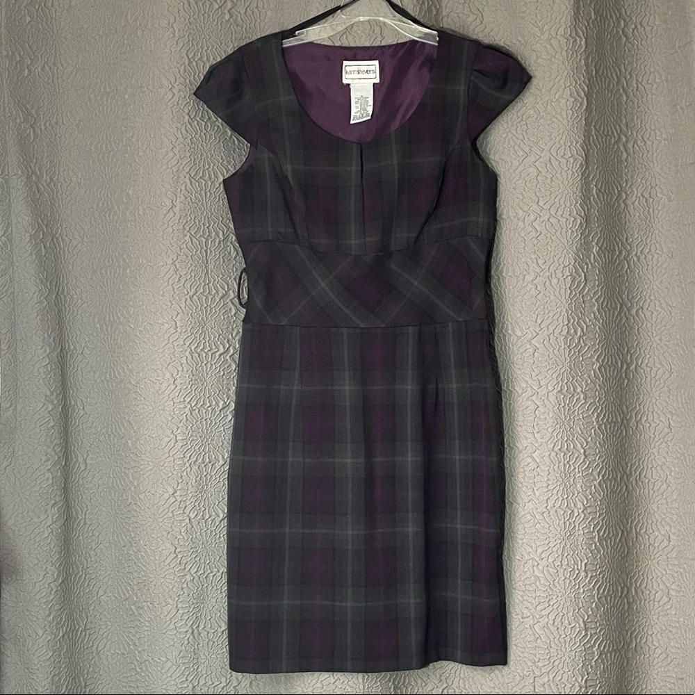 Karin Stevens Purple/Black Plaid Dress